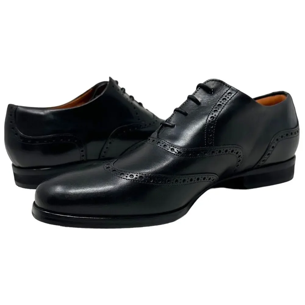 Classic Black Men's Wingtip Derby Dress Shoes